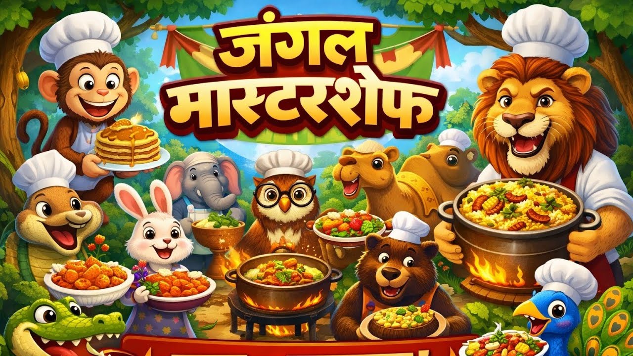 🔥 जंगल मास्टरशेफ कॉम्पिटिशन 🍲 | बंदर vs शेर | मजेदार कार्टून कहानी | Funny Jungle Cooking Battle 🐒🦁