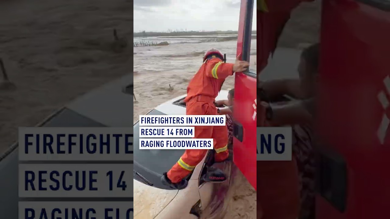 Firefighters in Xinjiang rescue 14 from raging floodwaters