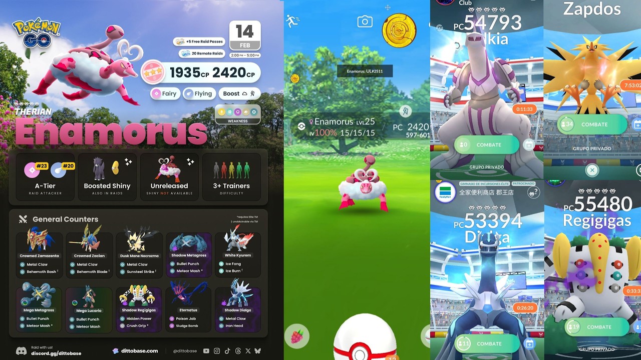 ✨ Día de Incursiones de Enamorus Forma Tótem + Dialga-Palkia-Regigigas-Zapdos Pokémon GO Live Engel