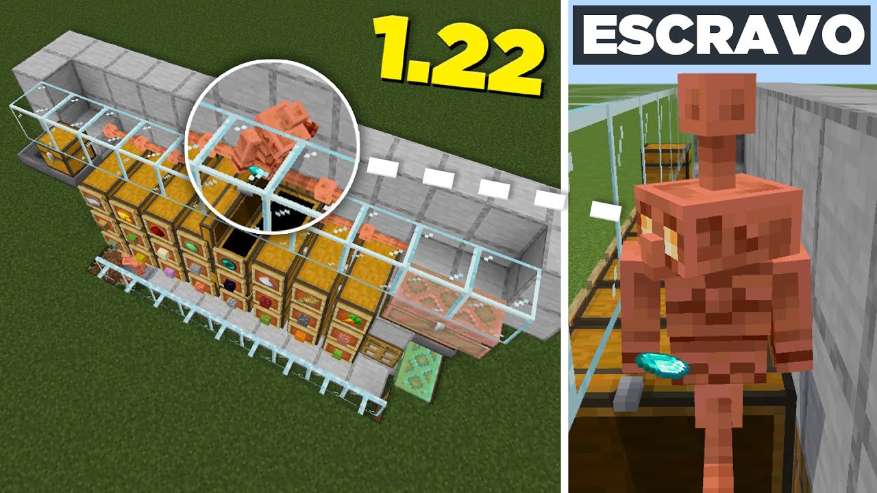 SEPARADOR DE ITENS e BA&Uacute;S 2.0 com GOL&Eacute;M DE COBRE - MINECRAFT 1.22