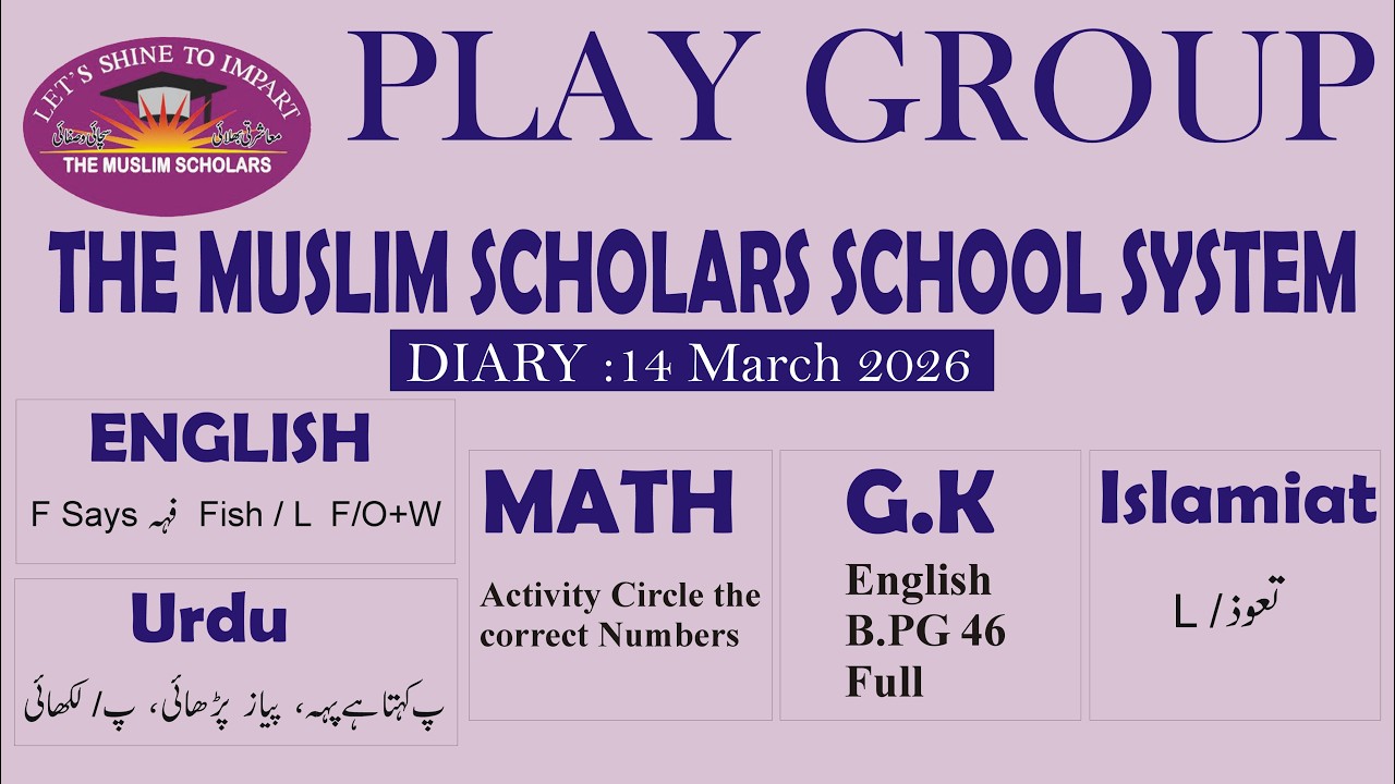 Class Play Group Online Class , 14 March 2026 , Tmsss