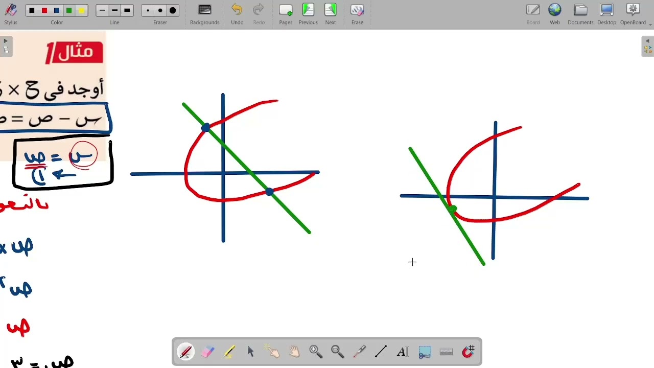 الثالث الاعدادي جبر الدرس الثالث حل معادلتين احداهما من الدرجة الاول و الاخرى من الدرجة الثانية