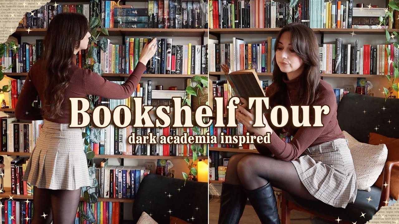 Bookshelf Tour 🕯️🖤 cozy dark academia inspired bookcase