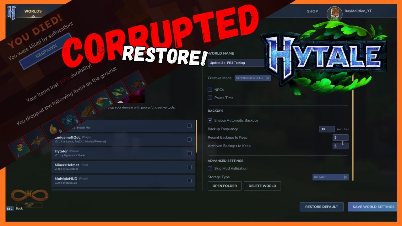 How to Restore a Damaged Hytale World | Recovery Tutorial