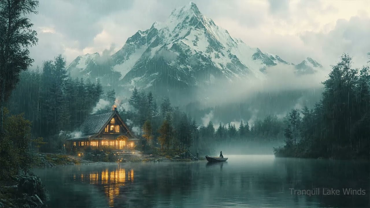 Peaceful Storm at Mountain Lake – Ambient Rainfall and Echoing Waters for Study or Sleep Relief