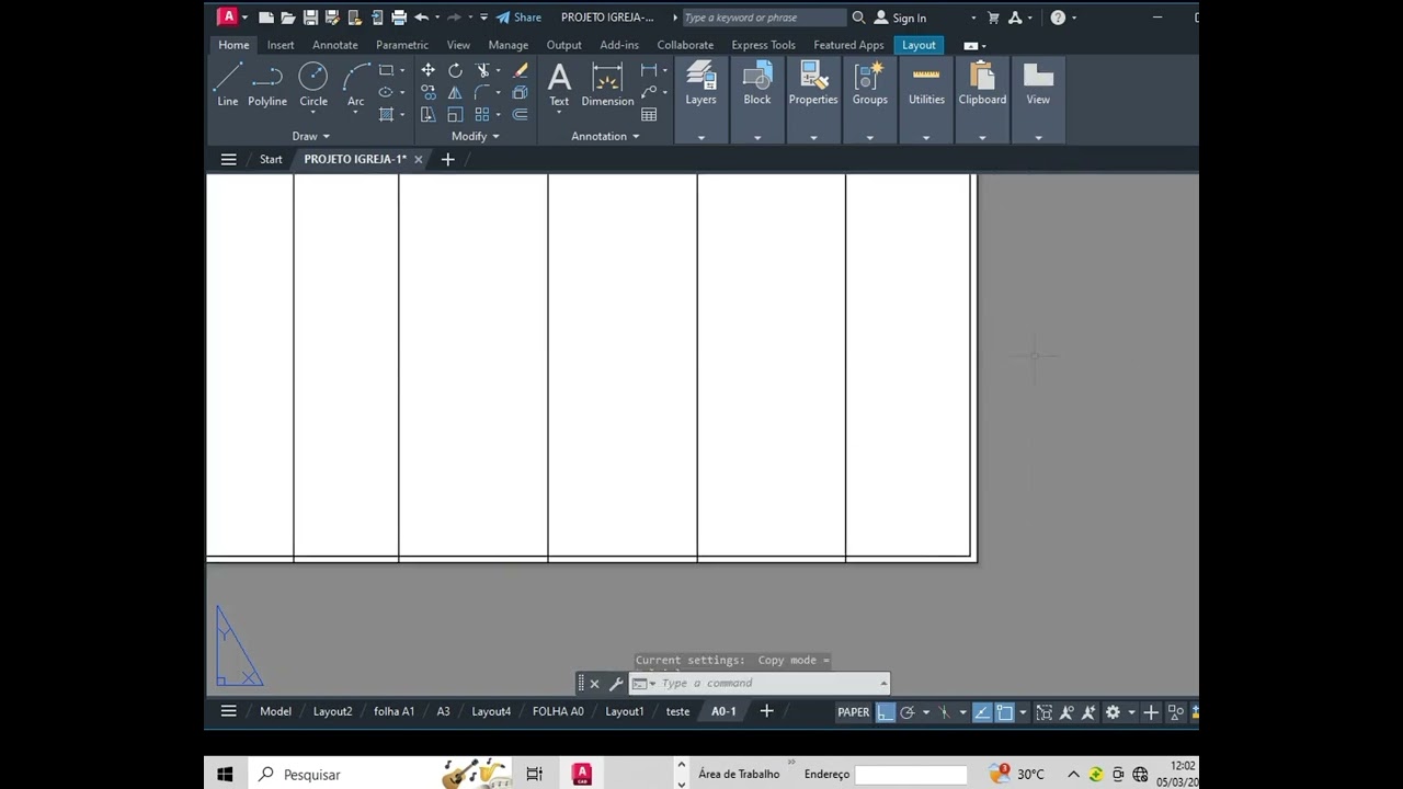 DESENHO DA FOLHA (AO ) NO AUTOCAD 