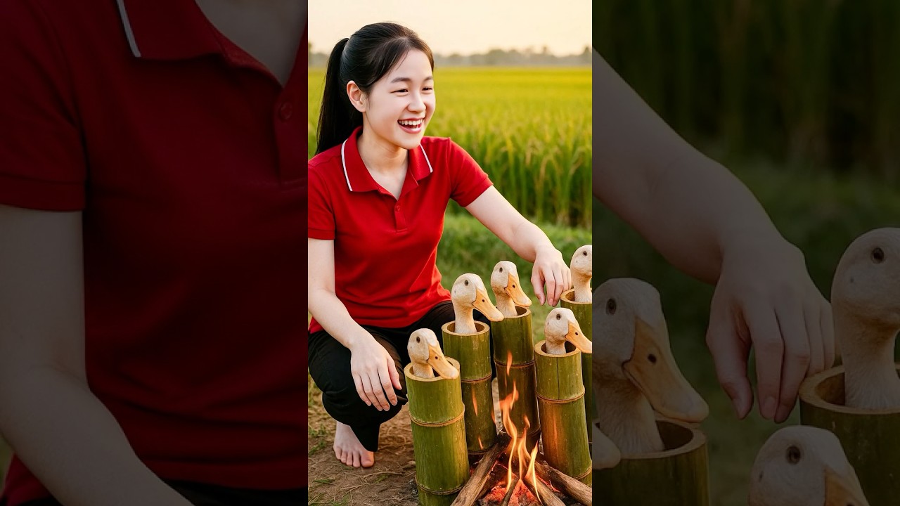 I Spent 24 Hours Cooking Duck Inside Bamboo Tubes In A Remote Field  | Farm Life Tropics