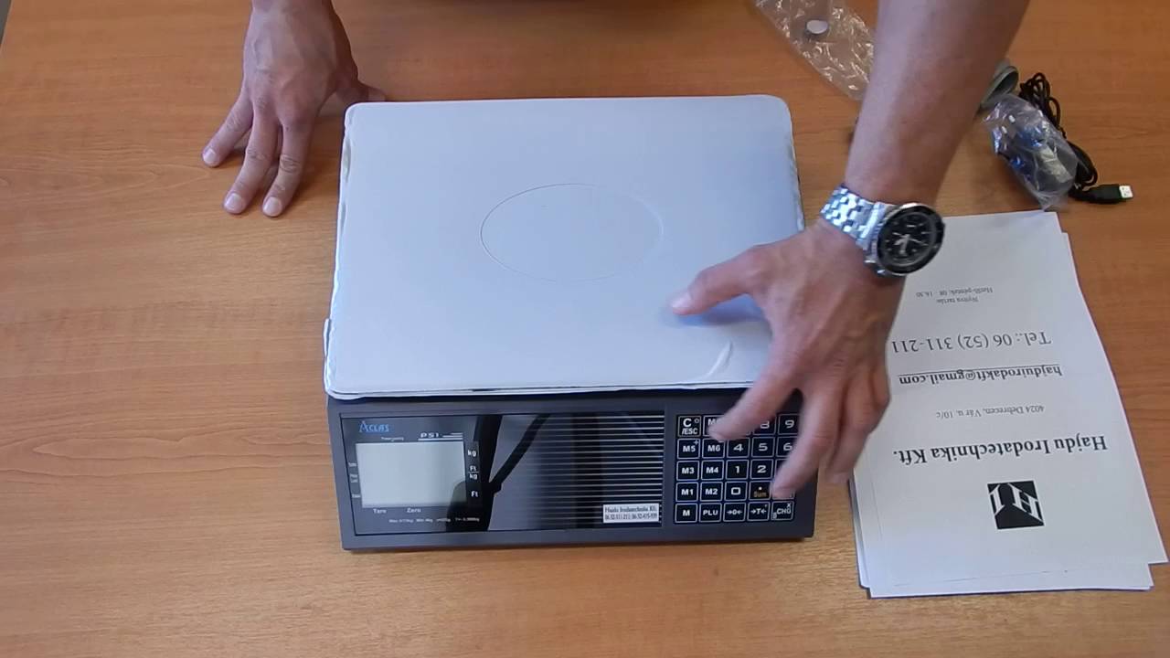 Aclas PS1 hiteles bolti mérleg, pénztárgéppel összeköthető mérleg kicsomagolás