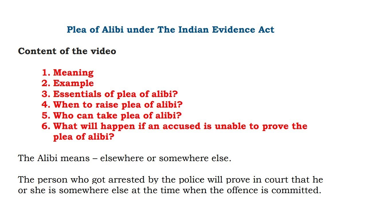 Plea of Alibi in Evidence Act 1872 | Section 11 | Everything you need to know