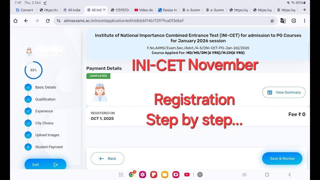 INI-CET November 2025 Registration OPEN 🚨 Step-by-Step Form Filling Guide