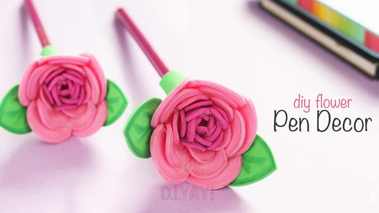 Make a Flower Pencil | DIY Rose Pens Topper | Pen Flowers
