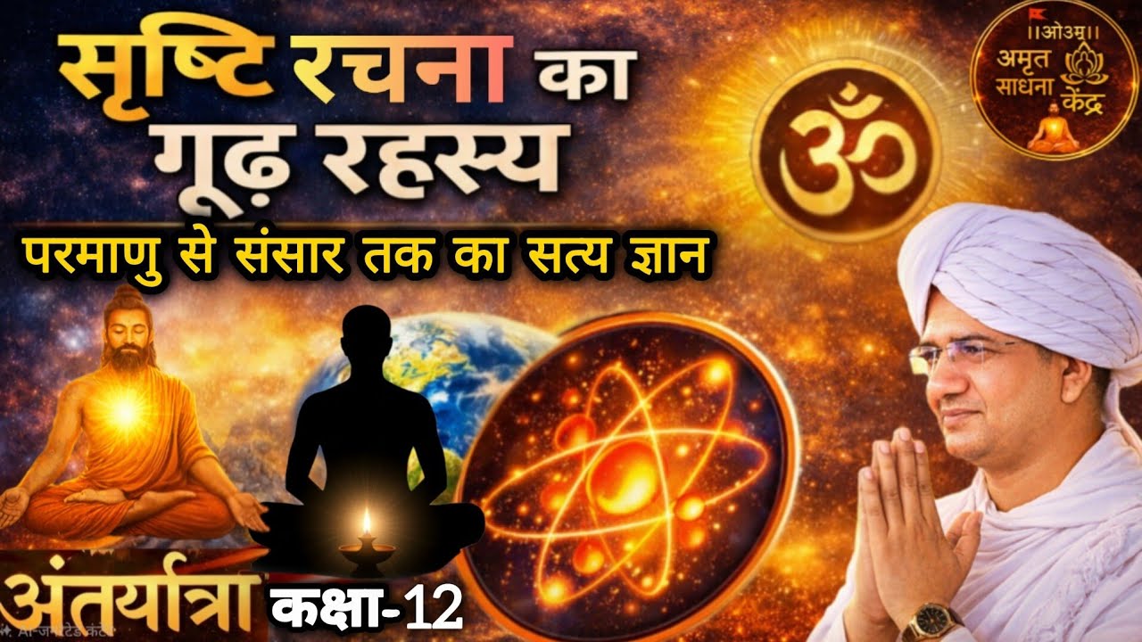 🕉 सृष्टि रचना का गूढ़ रहस्य 🔬 – परमाणु से संसार तक का सत्य ज्ञान | अंतरयात्रा – कक्षा 12 ✨