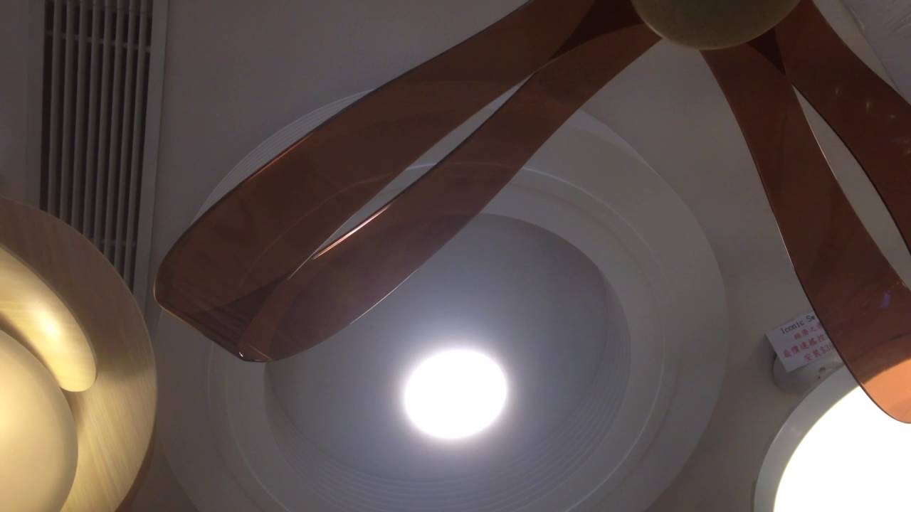 Exhale brand, bladeless centrifugal ceiling fan in a lighting/ceiling fan showroom