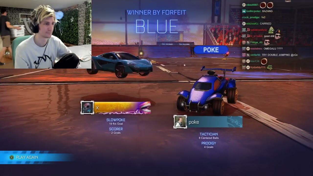 xQc играет в Rocket League с Poke