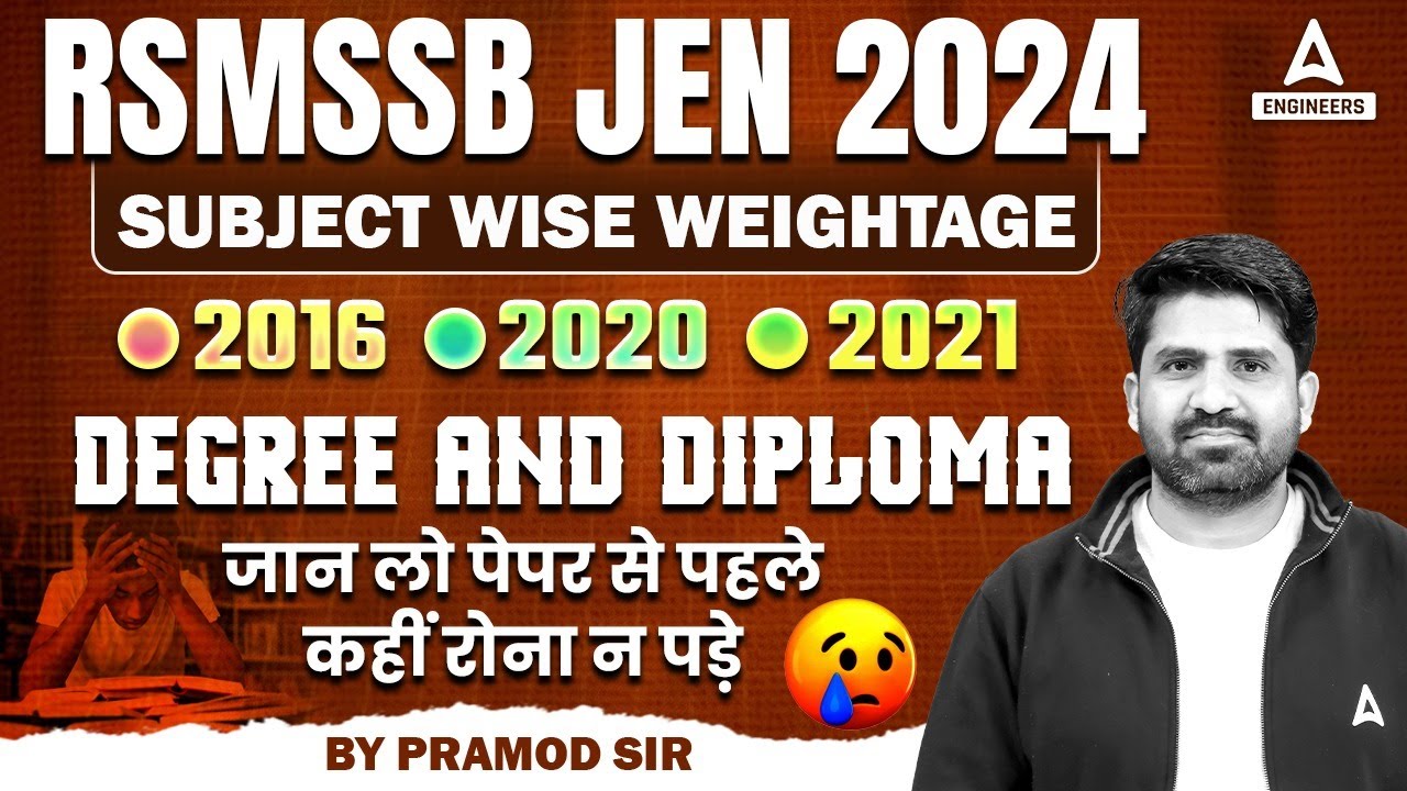 RSMSSB JE Subject Wise Weightage | RSMSSB JEN Qualification क्या हैं❓