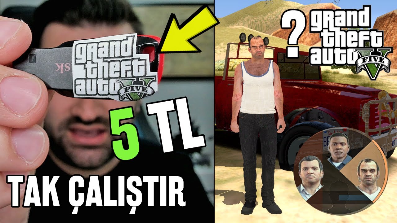 DÜŞÜK BÜTÇELİ TAK ÇALIŞTIR GTA 5 ? ENAYİNİN BİRİNDEN 5 TL YE ALDIM ! AMA SAN ANDREAS GİBİ ?