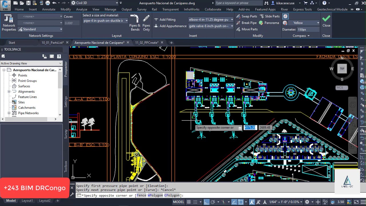 Autodesk Civil 3D Creating Pressure Part pipe Network