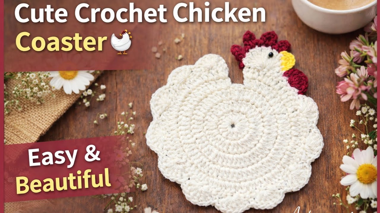 Cute Crochet Chicken  Coaster 🐔 | Easy & Beautiful Handmade Home Decor | Artyreverie 