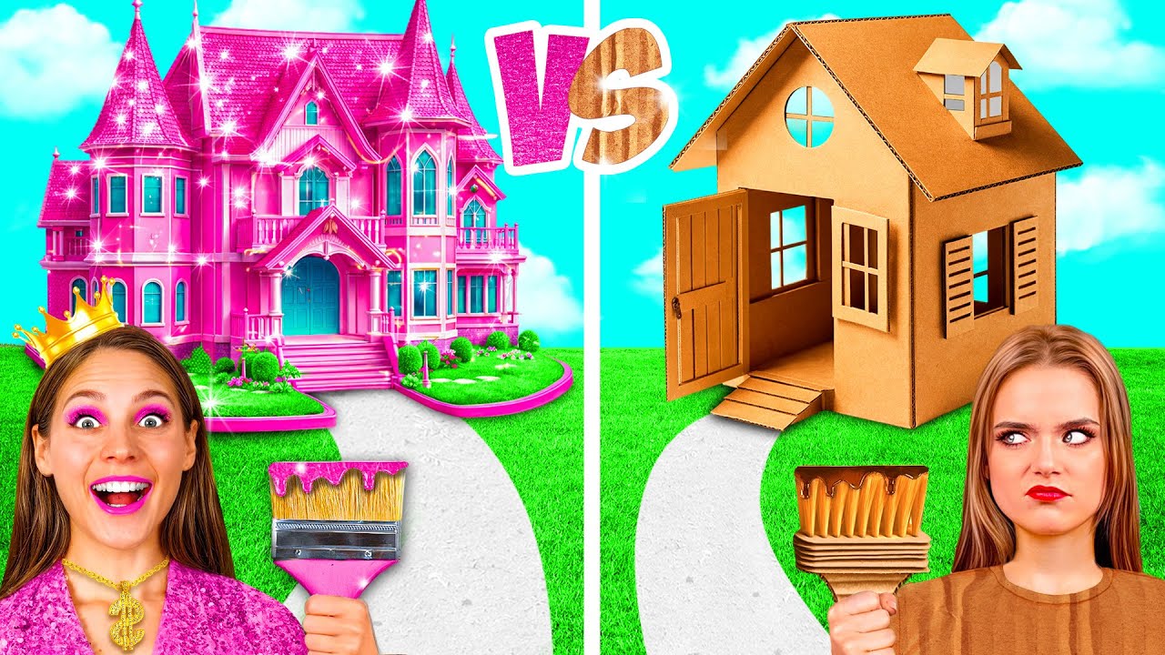Домики Одного Цвета Бедная vs Богатая vs Ультра Богатая | Сумасшедший Челлендж Crazy DO