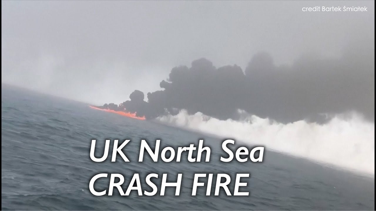 SCENE: US military chartered fuel tanker burns after UK North Sea crash with cargo ship