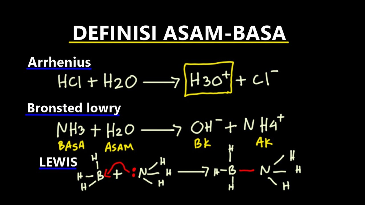 DEFINISI ASAM BASA (Arrhenius, Bronsted Lowry, Lewis)