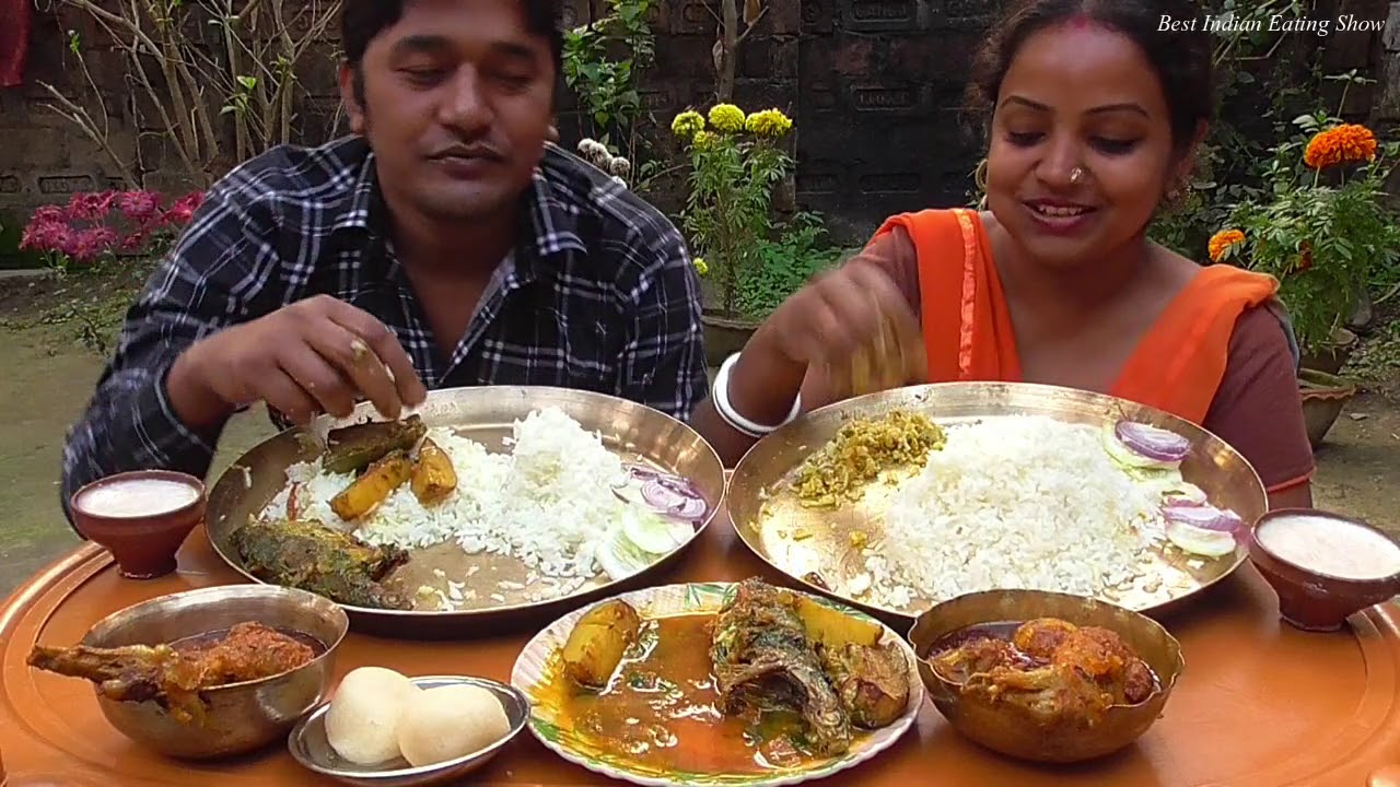 Best Eating Show with 8 Varieties - Lots of Rice with Chicken Curry - Fish Curry - Vegetable Curry