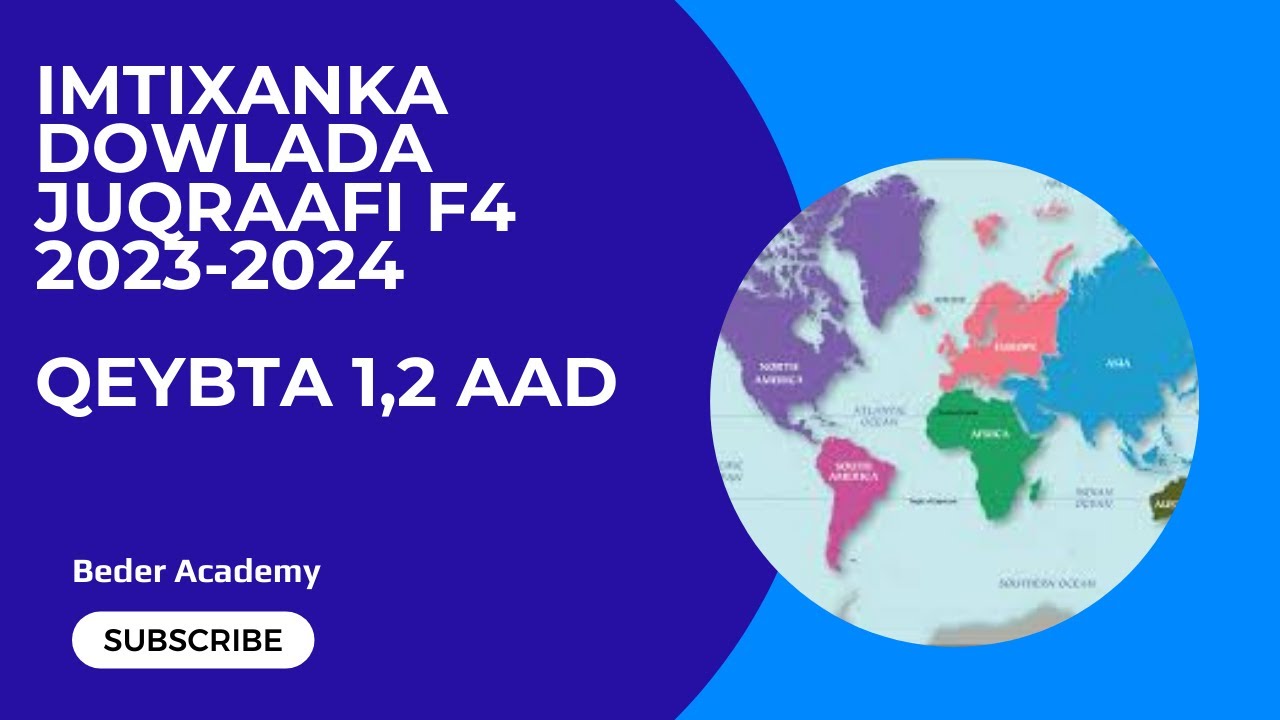 Imtixaanka Dowlada Juqraafi F4 2023-2024