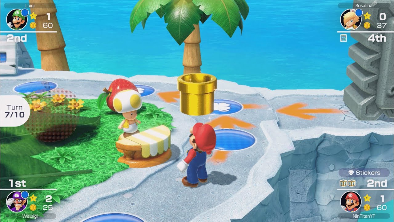 Mario Party Superstars - Mario vs Luigi vs Rosalina vs Waluigi - Yoshi's Tropical Island