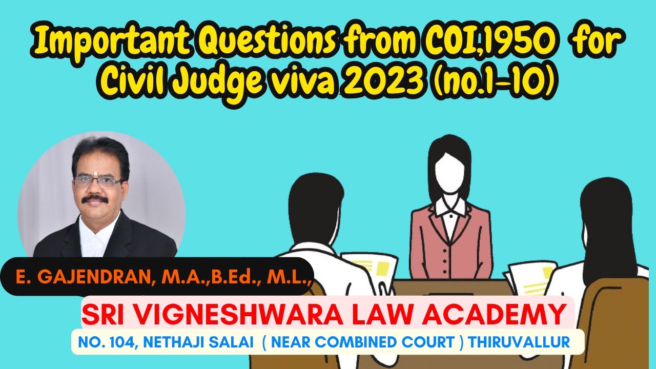 Important Questions from COI,1950 for Civil Judge viva 2023 (no.1-10) | IN TAMIL