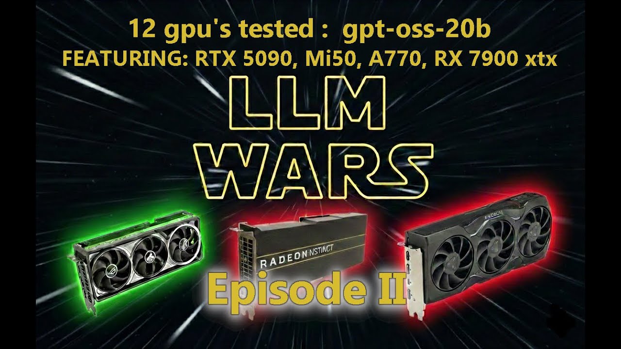 Arc A770, Mi50, 7900 xtx, 9070 xt, RTX 5090 7more gpt-oss:20b. Linux llama.cpp vulkan + hip + sycl.