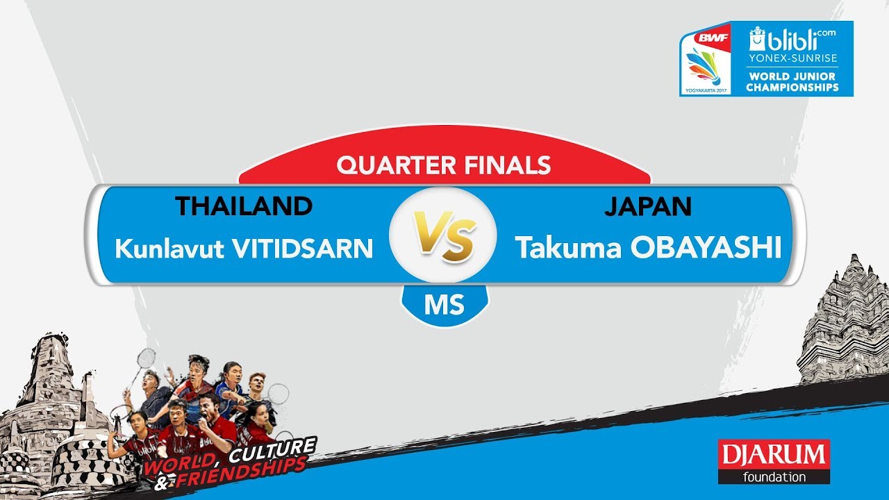 WORLD JUNIOR CHAMPIONSHIPS 2017 | MS QUARTER FINALS | VITIDSARN (THA) vs OBAYASHI (JPN)