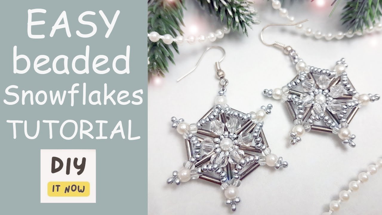 DIY Snowflake Earrings – Easy Beaded Christmas Jewelry Tutorial for Winter Crafts and Holiday Gifts