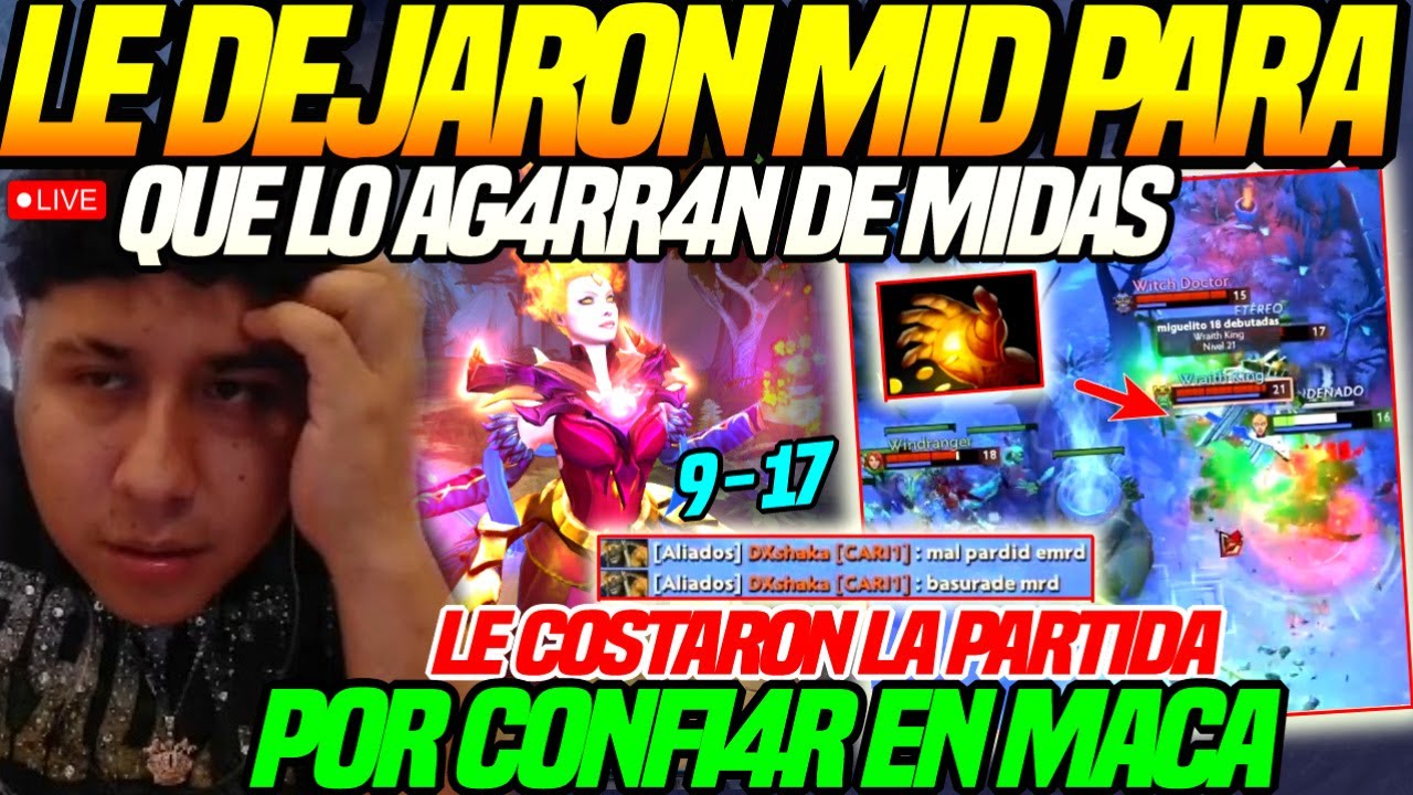 😲SU CEREBRO de MACARIUS no S0P0RT0 tanta PRESION😲SU TEAM x CONFI4R en MACA LO AG4RR4ON de MIDAS dota