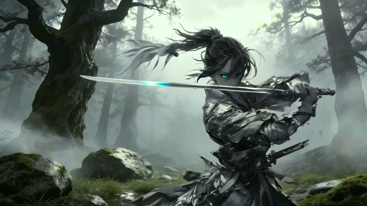 Screensaver Live Wallpaper 4K for PC and TV Female Samurai In The Forrest 1Hour Loop