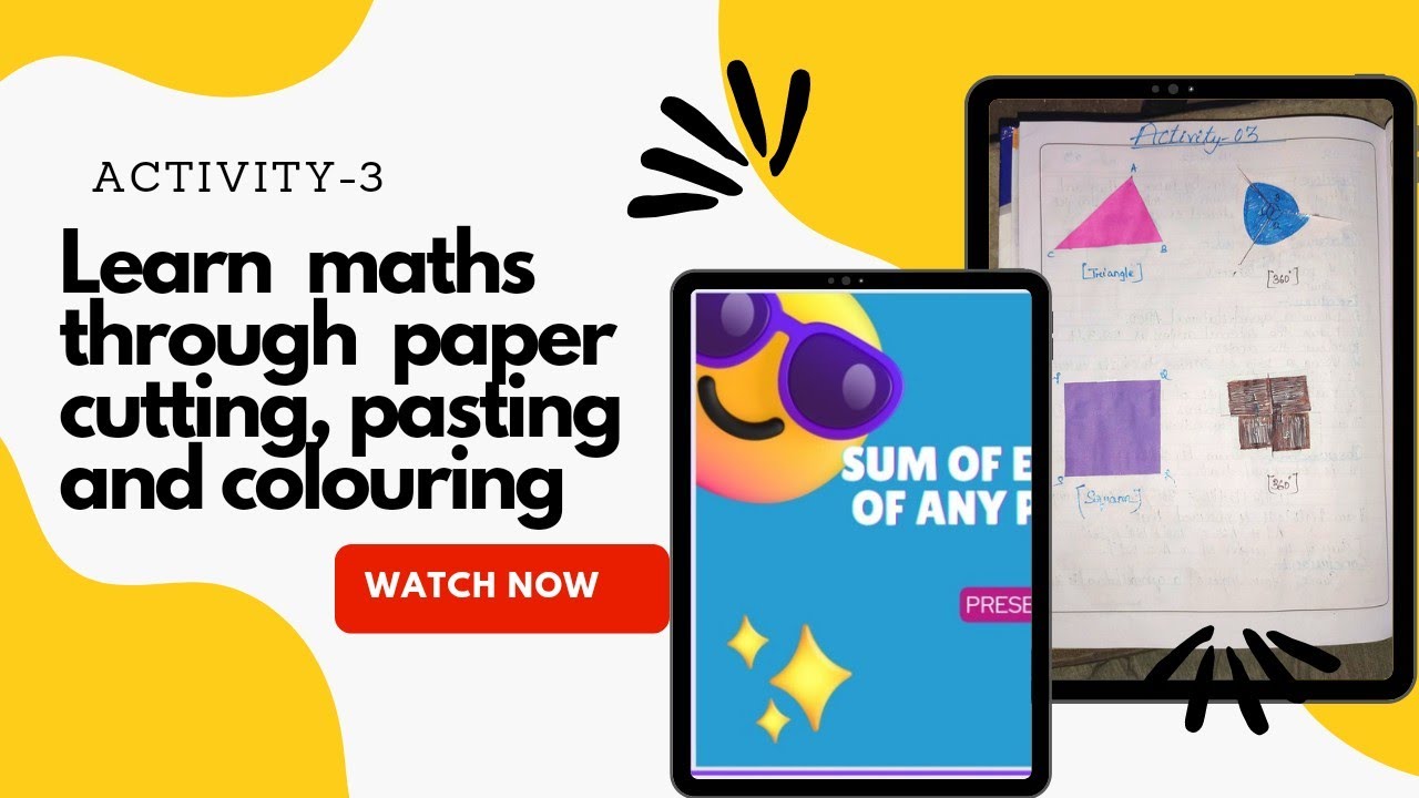 Activity on sum of exterior angles of any polygon is 360° | std 8 maths colourful activity.