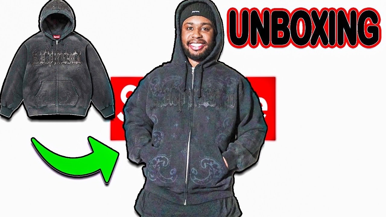 Supreme Leather Appliqué Zip Up Hooded Sweatshirt “Black” Unboxing