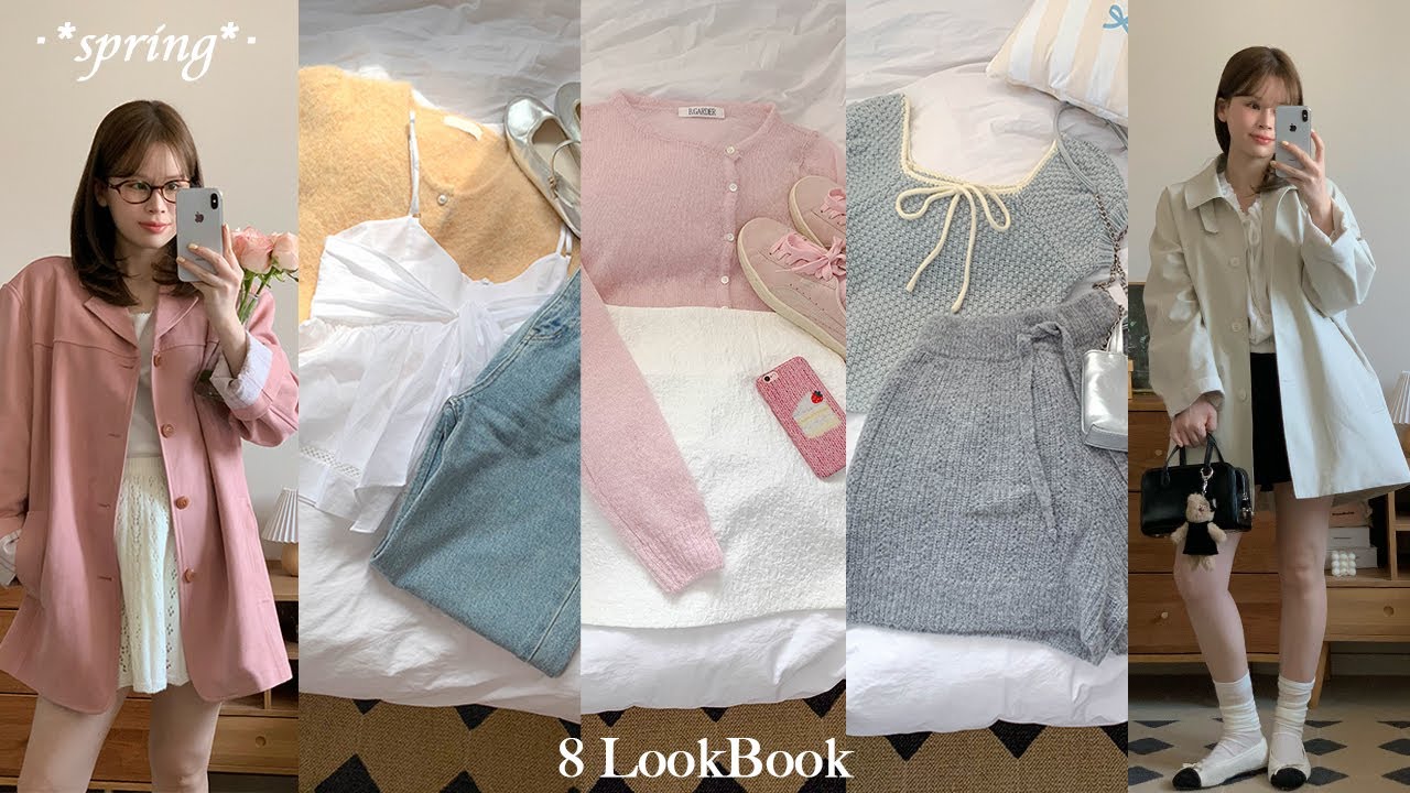 ୨୧˚.｡Spring haul｡.˚୨୧ 봄 데일리 룩북 8가지💛 (핑크 스웨이드 자켓, 하프트렌치, 연청데님, 파스텔 니트, 레이스치마)