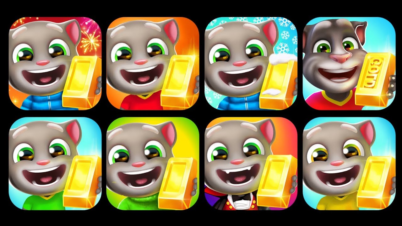 Talking Tom Gold Run Water World,Enchanted Palace,Flying,Lost City,Space,Mining Cart,Skateboard