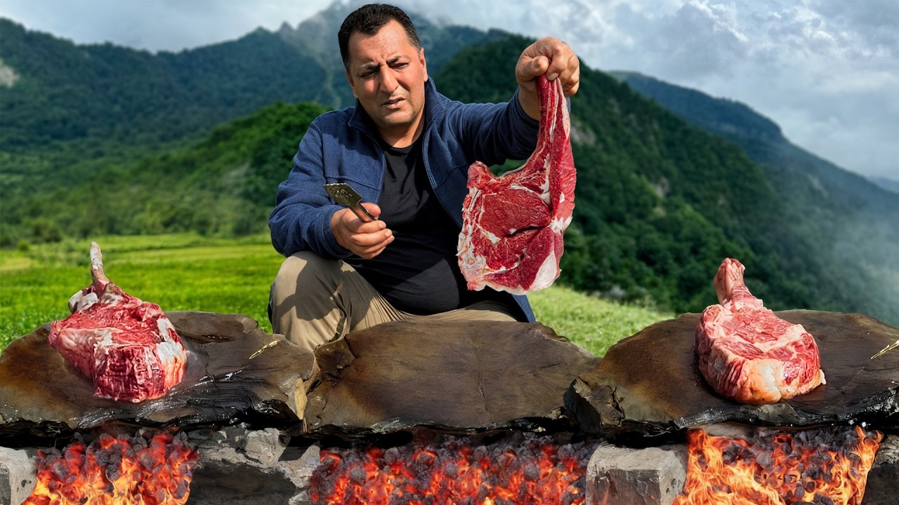 Steak auf hei&szlig;en Steinen &ndash; Wildes Kochen in der Natur