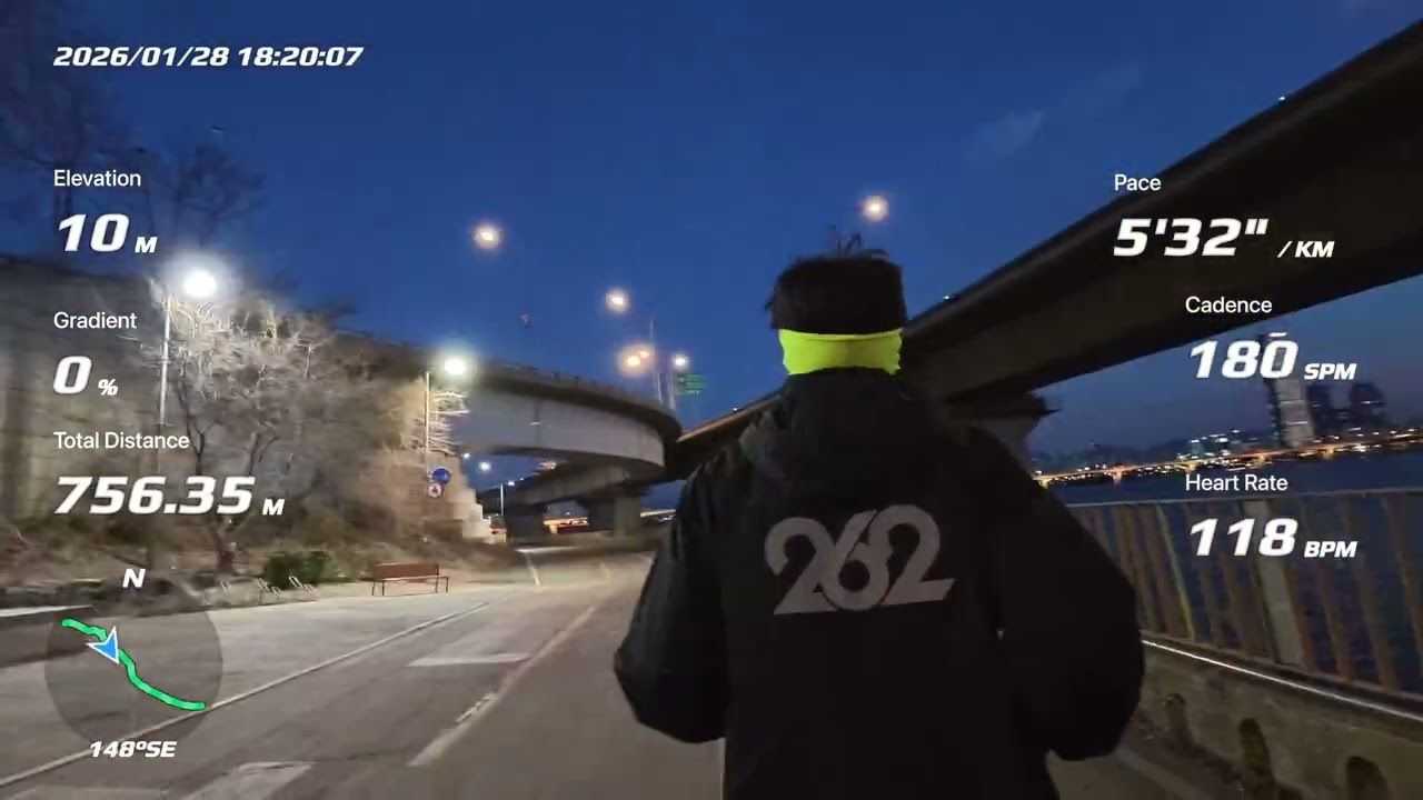 2026.01.28 수요일 서울 마포-동작대교북단 Wednesday Mapo-Dongjack Bridge(North side), Seoul 15K, 5:56/km, 89min