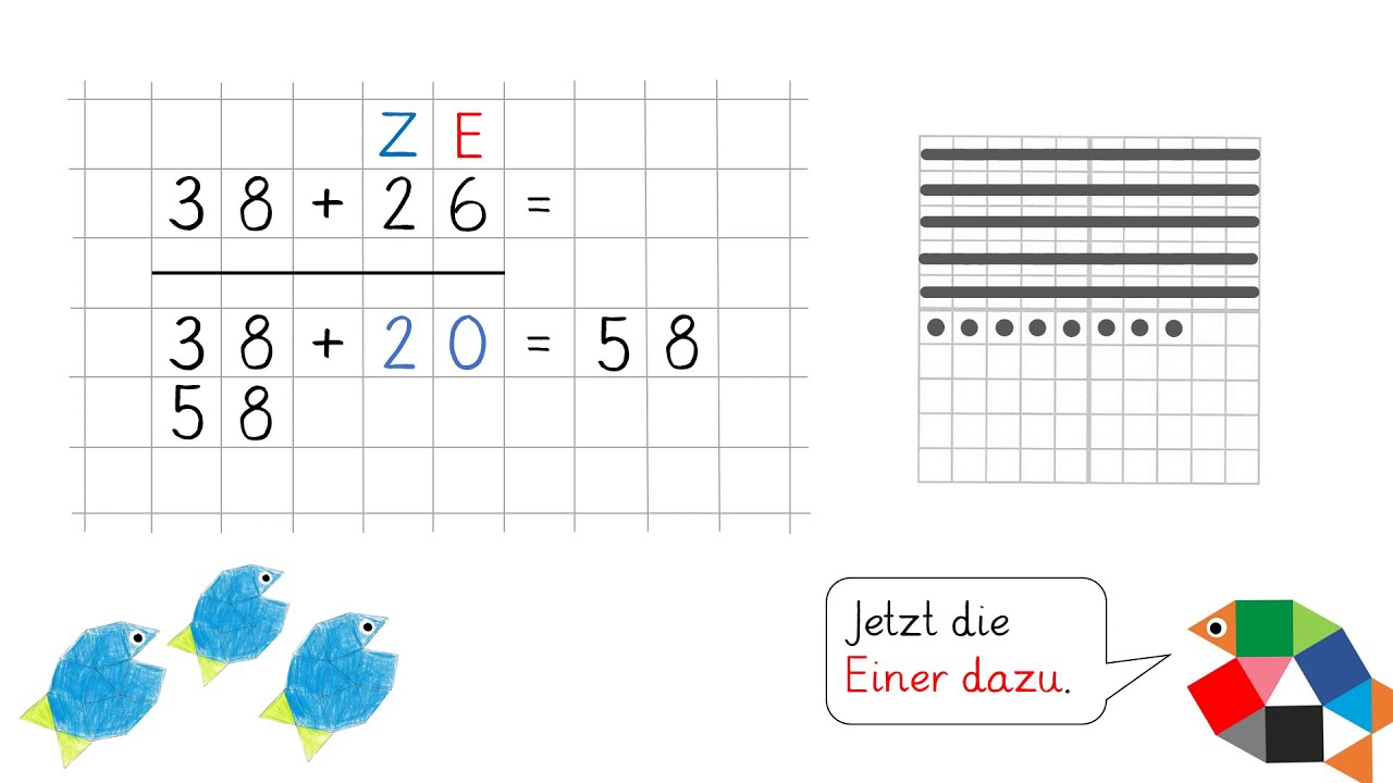 Halbschriftliche Addition (Teil 1) / Mathe lernen in Klasse 2 / einfach schlau &uuml;ben
