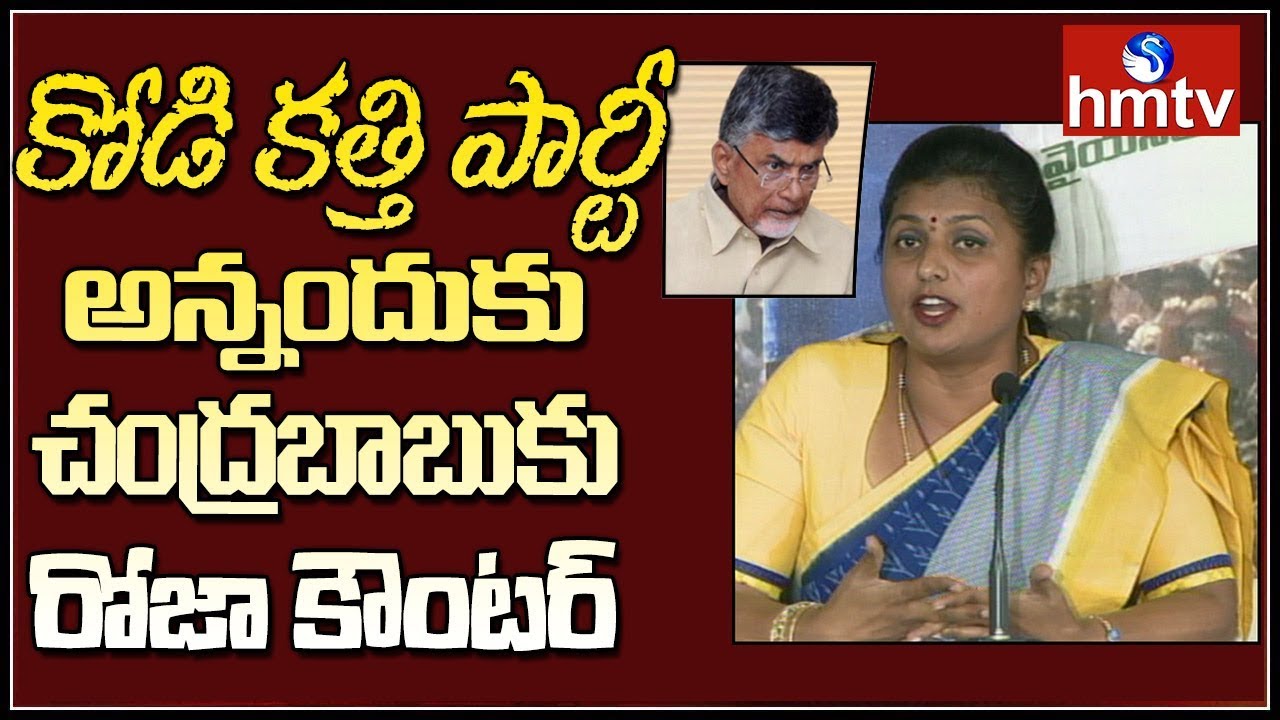 MLA Roja Counter To Chandrababu For Calling YSRCP As Kodi Kathi Party | hmtv