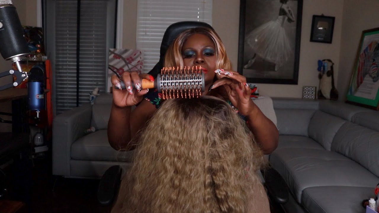 Brushing Clients Hair ASMR Chewing Gum