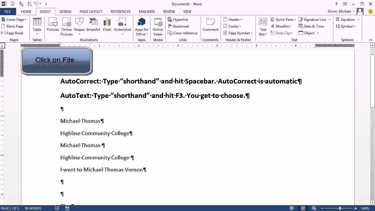 Office 2013 Class #10: AutoCorrect versus AutoText