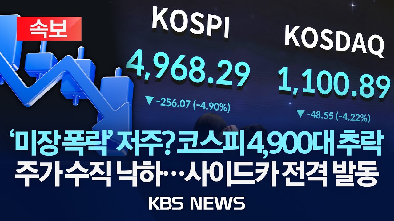 [속보] '미장 폭락' 저주? 코스피 4,900대 추락…5% 수직 낙하…사이드카 전격 발동 '비상'/2026년 2월 2일(월)/KBS
