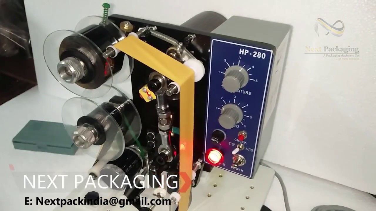 SEMI AUTO RIBBON CODING MACHINE, Date printing on pouches, manual batch coding machine