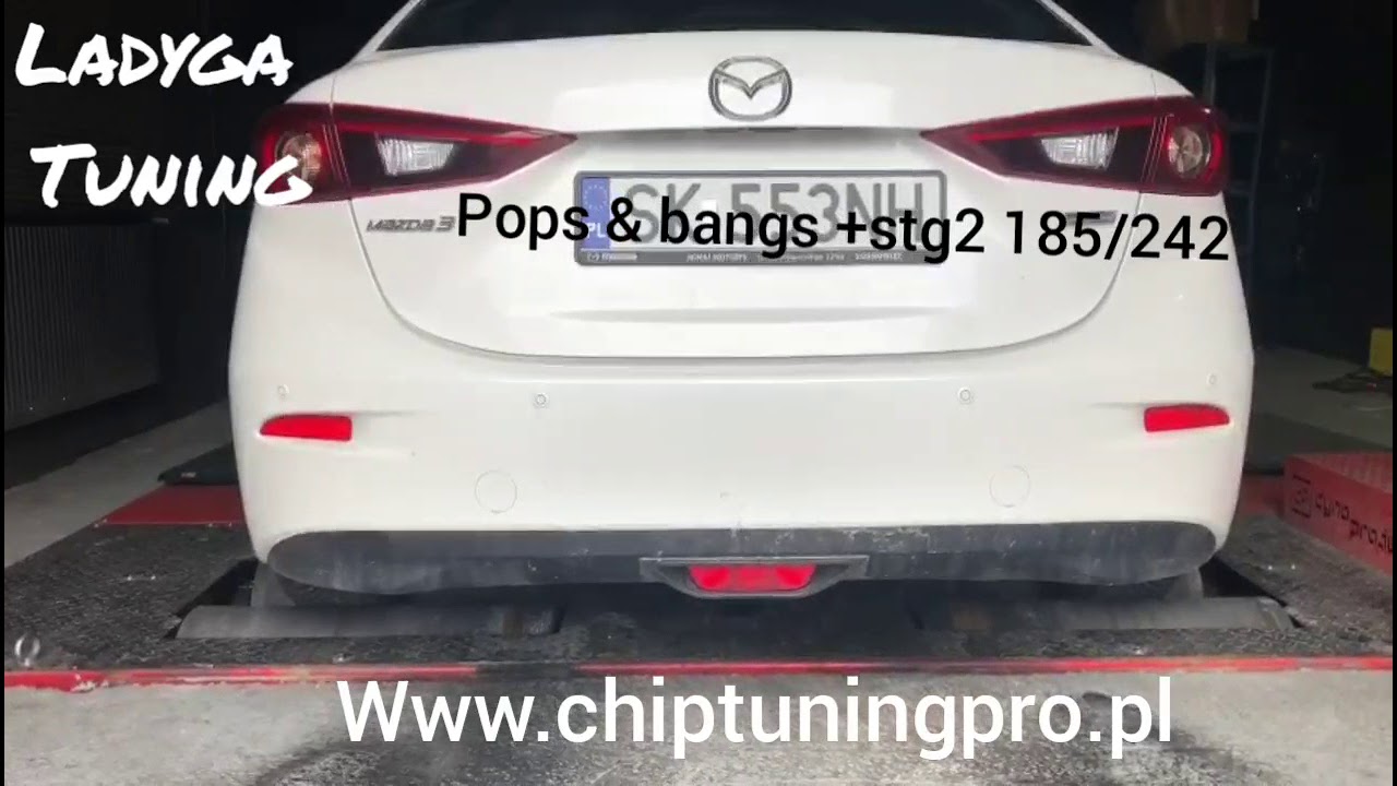 Mazda 3 2.0 skyactiv-g 120 chip tuning  stage 2 185 / 242 pops and bangs dyno sheet hamownia