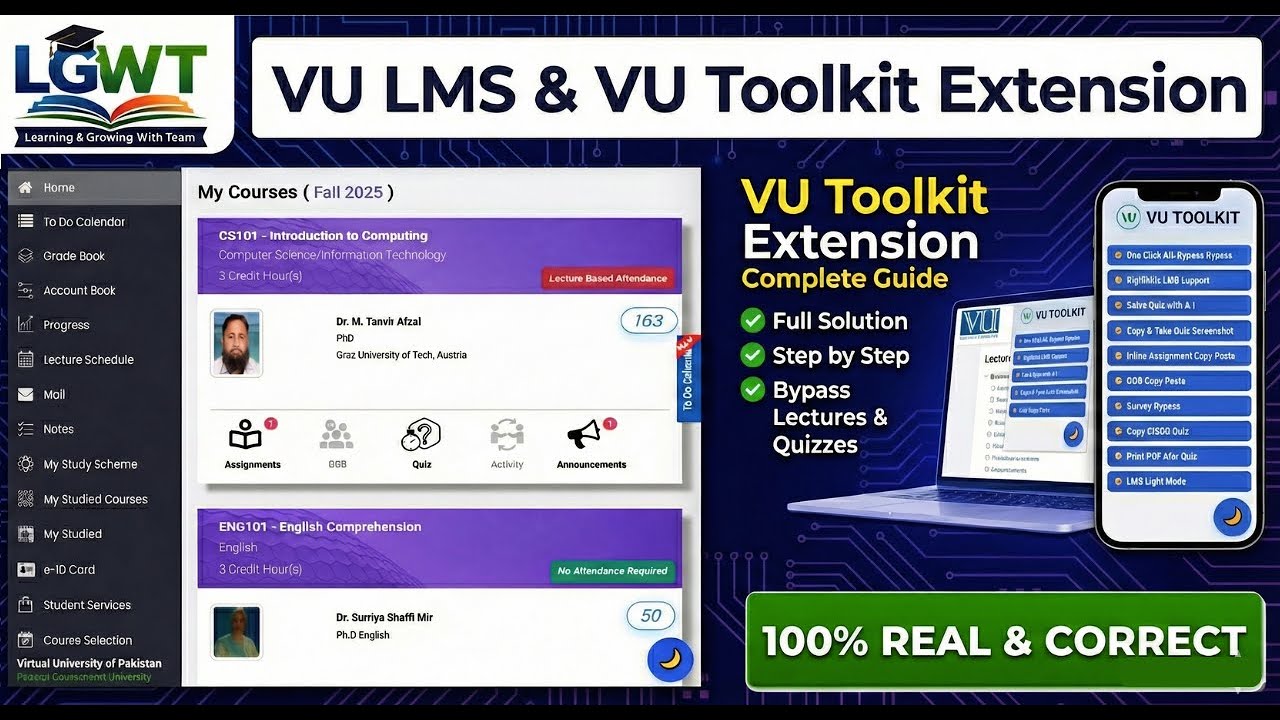 How to Bypass VU Lectures & Quizzes | VU Toolkit Extension Complete Guide for PC | 100% Real Method