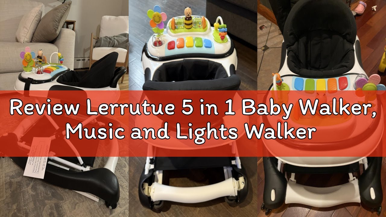 Review Lerrutue 5 in 1 Baby Walker, Music and Lights Walker for Baby Boy Girls 6-12 Months, Foldable