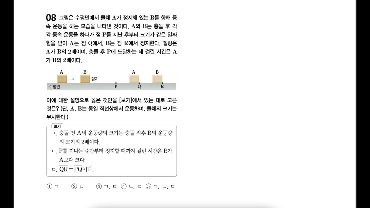 (22개정)완자 물리학 75p 중단원 고난도 문제 08번 (Ⅰ-1 힘과 운동)
